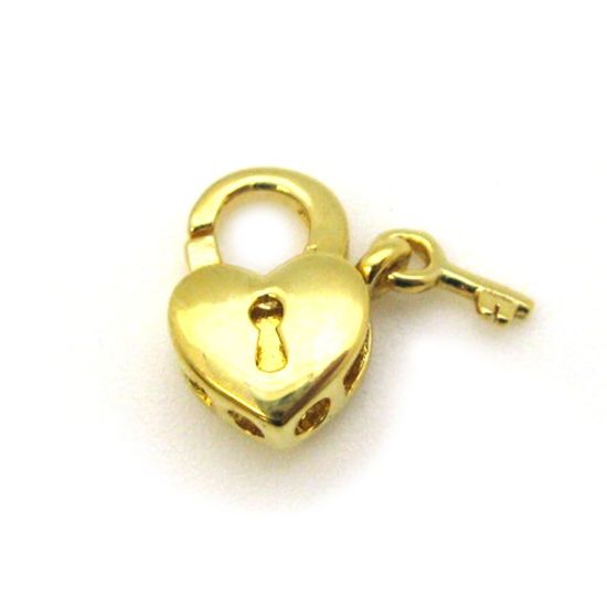 Wholesale Gold Over Sterling Silver Heart Lock Lobster Clasp (1 pc)