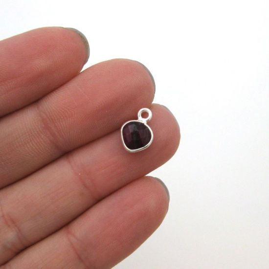 Wholesale Sterling Silver Bezel Charm Pendant - 10x7mm Tiny Heart Shape - Ruby Dyed - July Birthstone