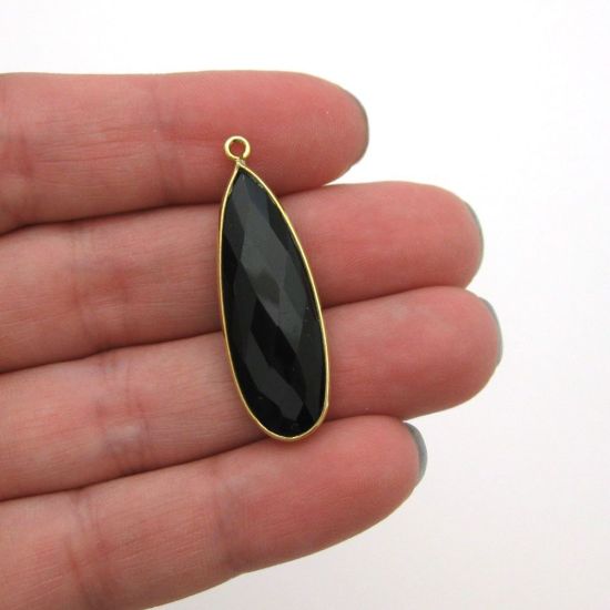 Wholesale Gold plated Sterling Silver Elongated Teardrop Bezel Citrine Quartz Gemstone Pendant, Wholesale Gemstone Pendants for Jewelry Making