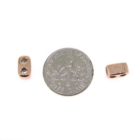 Wholesale Rose Gold Over Sterling Silver Sliding Beads with Silicone - Double Hole Stopper Beads (1 piece