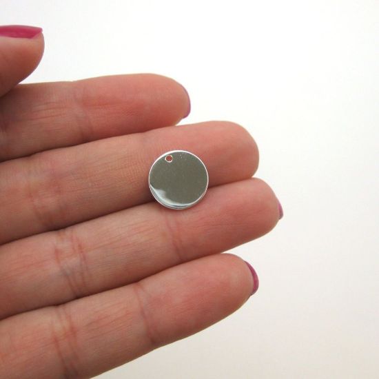Wholesale Sterling Silver Round 10mm Circle Charm Tag for Jewelry Making, Wholesale Earwire and Findings