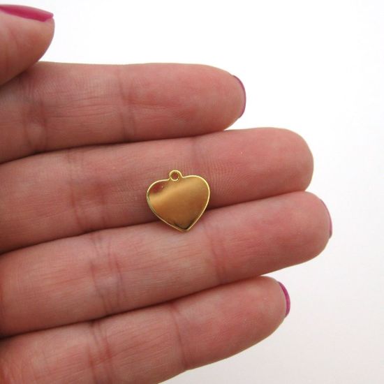 Wholesale Gold Over Sterling Silver Heart Charm Stamping Blank -12mm