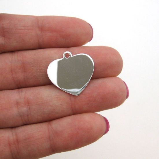 Wholesale Sterling Silver Heart Charm Stamping Blank - 19x20mm