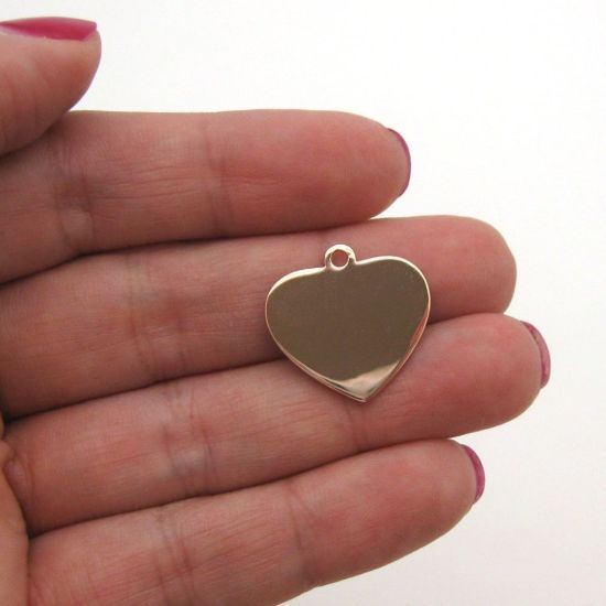 Wholesale Rose Gold Over Sterling Silver Heart Charm Stamping Blank - 19x20mm