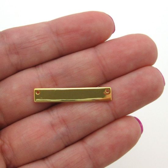 Wholesale Gold Over Sterling Silver Rectangle Stamping Blank Bar Pendant Connector