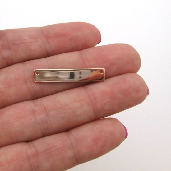 Wholesale Rose Gold Over Sterling Silver Rectangle Stamping Blank Bar Pendant Connector