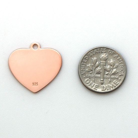 Wholesale Rose Gold Over Sterling Silver Heart Charm Stamping Blank - 19x20mm
