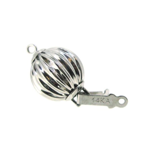 Wholesale 14K White Gold Round Filligree Ball Clasp (10mm)