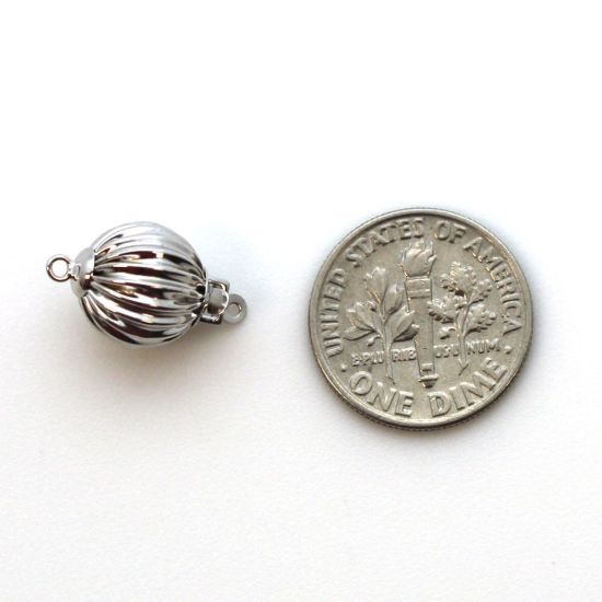 Wholesale 14K White Gold Round Filligree Ball Clasp (10mm)