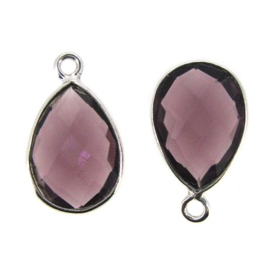 Wholesale Sterling Silver Bezel Gemstone Pendant - 10x14mm Faceted Small Teardrop - Pink Amethyst Quartz