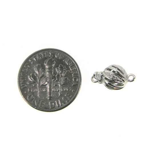 Wholesale 14K White Gold Round Filligree Ball Clasp with Diamond (7mm)