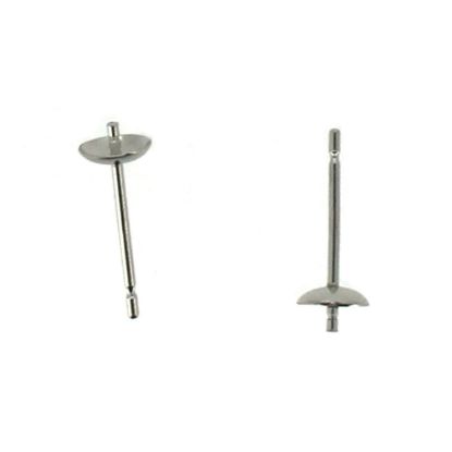 Wholesale 14K White Gold Earrings Posts with Cups (4mm)(2 pieces)