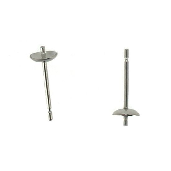 Wholesale 14K White Gold Earrings Posts with Cups (4mm)(2 pieces)