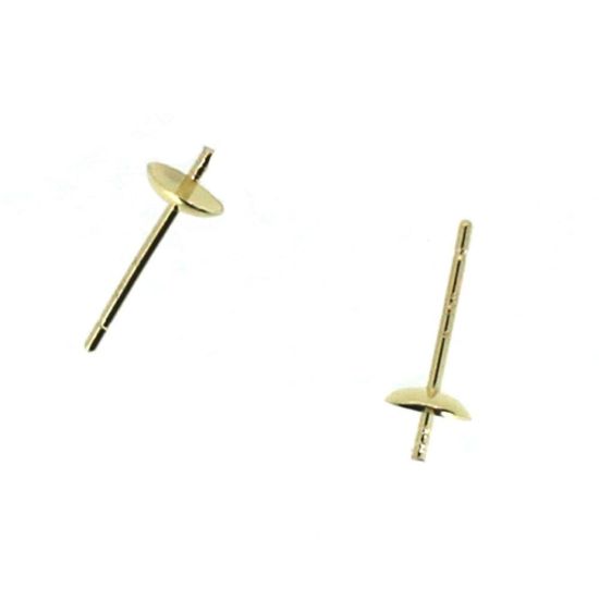Wholesale 14K Yellow Gold Earrings Posts with Cups - 4mm (1 pair)