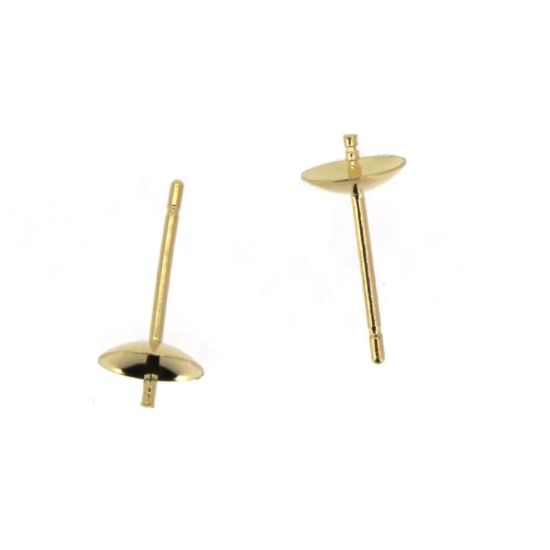 Wholesale 14K Yellow Gold Earrings Posts with Cups (5mm)(2 pieces)