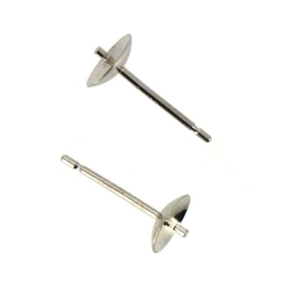 Wholesale 14K White Gold Earrings Posts with Cups (5mm)(2 pieces)