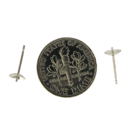 Wholesale 14K White Gold Earrings Posts with Cups (5mm)(2 pieces)