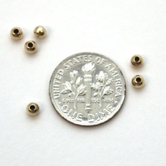 Wholesale 14K Yellow Gold Shiny 3mm Beads
