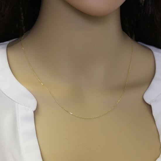 Wholesale 14K Yellow Gold Necklace-Tiny Cable Chain-18 inches