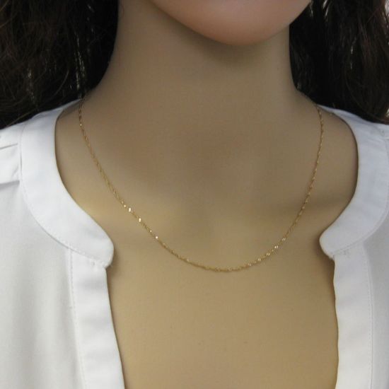 Wholesale 14K Yellow Gold Necklace-Singapore Chain-18 inches