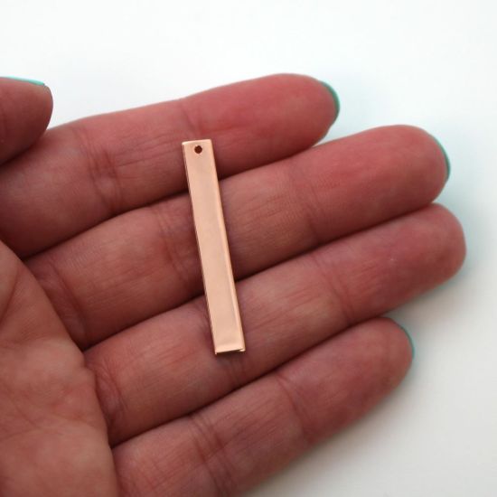 Wholesale Rose Gold Over Sterling Silver Vertical Rectangle Personalized Stamping Blank Bar Pendant