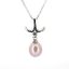 Wholesale Sterling Silver Pink Freshwater Pearl and CZ Stone Petal Pendant Necklace-16"
