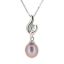 Wholesale Sterling Silver Pink Freshwater Pearl and CZ Stone Flame Pendant Necklace-16"
