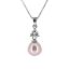 Wholesale Sterling Silver Pink Freshwater Pearl and Triangle CZ Stone Pendant Necklace-16"
