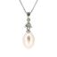 Wholesale Sterling Silver White Freshwater Pearl and Triangle CZ Stone Pendant Necklace-16"