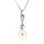 Wholesale Sterling Silver White Freshwater Pearl and CZ Stone Crossed Pendant Necklace-16"