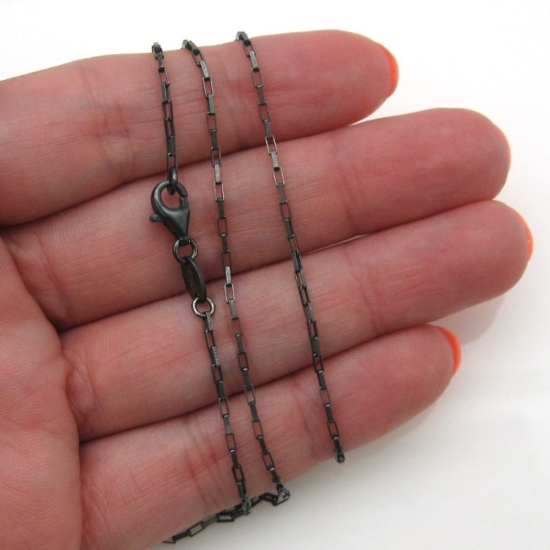 Wholesale Oxidized Sterling Silver Small Box Chain Necklace, Wholesale Bulk Necklace Chains