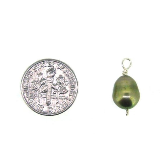 Wholesale Wire Wrapped Dyed Green Oval Freshwater Pearl Charms (pack of 5 pcs)