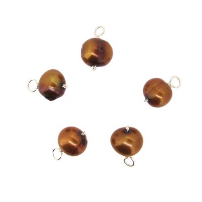 Wholesale Wire Wrapped Dyed Bronze Freshwater Pearl Charm Beads (pack of 5 pcs)