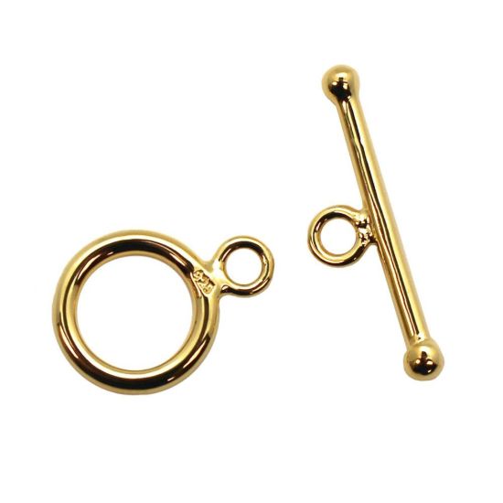 Wholesale Gold Plated Sterling Silver Simple Tiny Circle Toggle 12mm  (Sold per set)