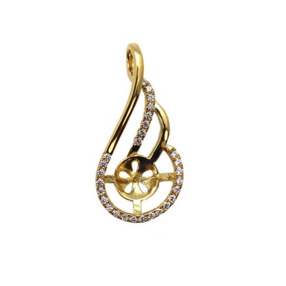 Wholesale Gold Plated Sterling Silver and CZ Stone Fancy Pearl Cup Bail for Half-Drilled Pearls