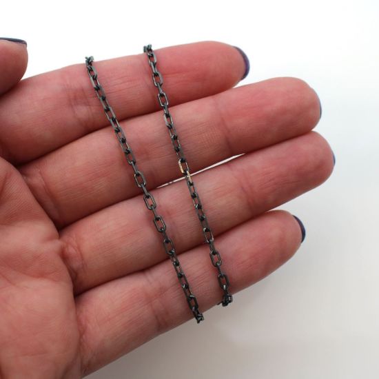 Wholesale Oxidized Sterling Silver Chain - 3mm Diamond Cut Box -All Sizes