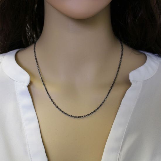 Wholesale Oxidized Sterling Silver Chain - 3mm Diamond Cut Box -All Sizes