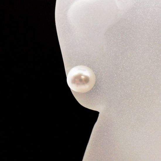 Wholesale 14K Yellow Gold White Button Freshwater Pearl Earring Studs (1 pair)
