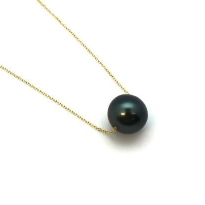 Wholesale 14K Yellow Gold Tahitian Floating Pearl Necklace - 16"
