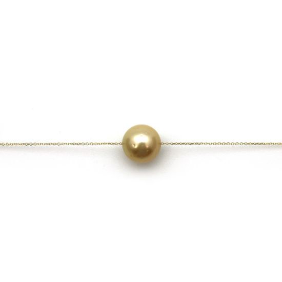 Wholesale 14K Yellow Gold Golden South Sea Floating Pearl Necklace - 16"