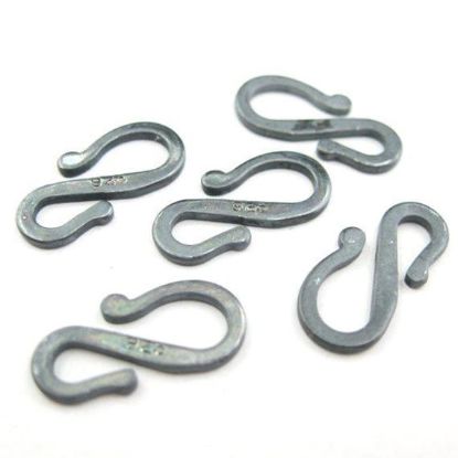 Wholesale Oxidized Sterling Silver S Hook Clasps - 14.5mm (5 pcs)