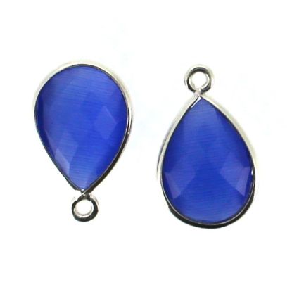 Wholesale Bezel Gemstone Pendant - Sterling Silver Bezel Gemstone 10x14mm Faceted Small Teardrop - Blue Monalisa