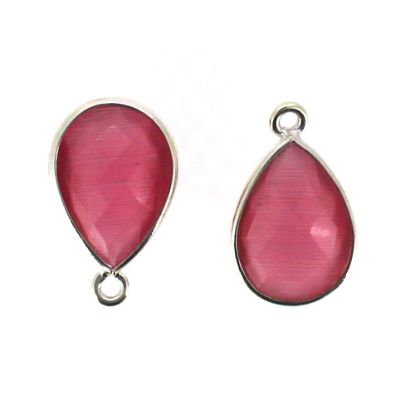 Wholesale Bezel Gemstone Pendant - Sterling Silver Bezel Gemstone 10x14mm Faceted Small Teardrop - Pink Monalisa