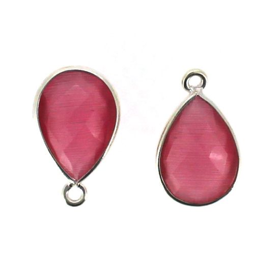 Wholesale Bezel Gemstone Pendant - Sterling Silver Bezel Gemstone 10x14mm Faceted Small Teardrop - Pink Monalisa