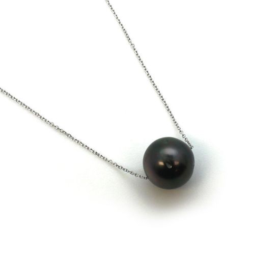 Wholesale 14K White Gold Tahitian Floating Pearl Necklace - 16"