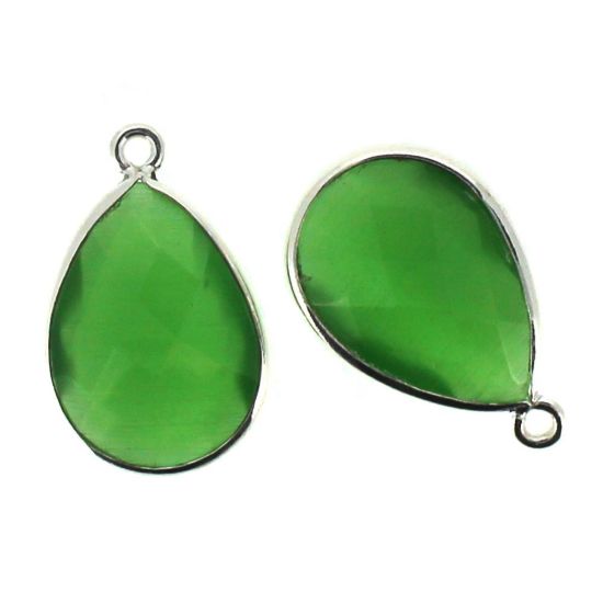 Wholesale Sterling Silver Teardrop Bezel Green Monalisa Gemstone Pendant, Wholesale Gemstone Pendants for Jewelry Making