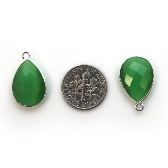 Wholesale Sterling Silver Teardrop Bezel Green Monalisa Gemstone Pendant, Wholesale Gemstone Pendants for Jewelry Making