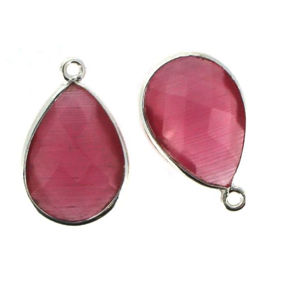 Wholesale Sterling Silver Teardrop Bezel Pink Monalisa Gemstone Pendant, Wholesale Gemstone Pendants for Jewelry Making