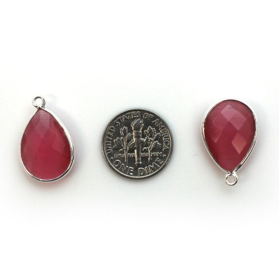 Wholesale Sterling Silver Teardrop Bezel Pink Monalisa Gemstone Pendant, Wholesale Gemstone Pendants for Jewelry Making