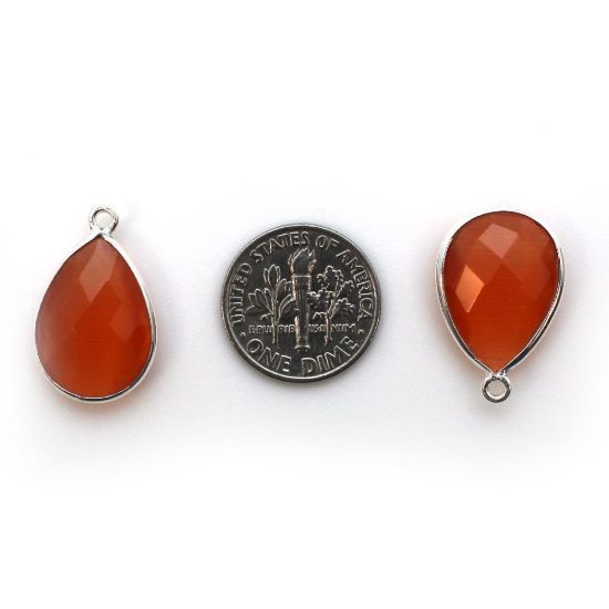 Wholesale Sterling Silver Teardrop Bezel Orange Monalisa Gemstone Pendant, Wholesale Gemstone Pendants for Jewelry Making